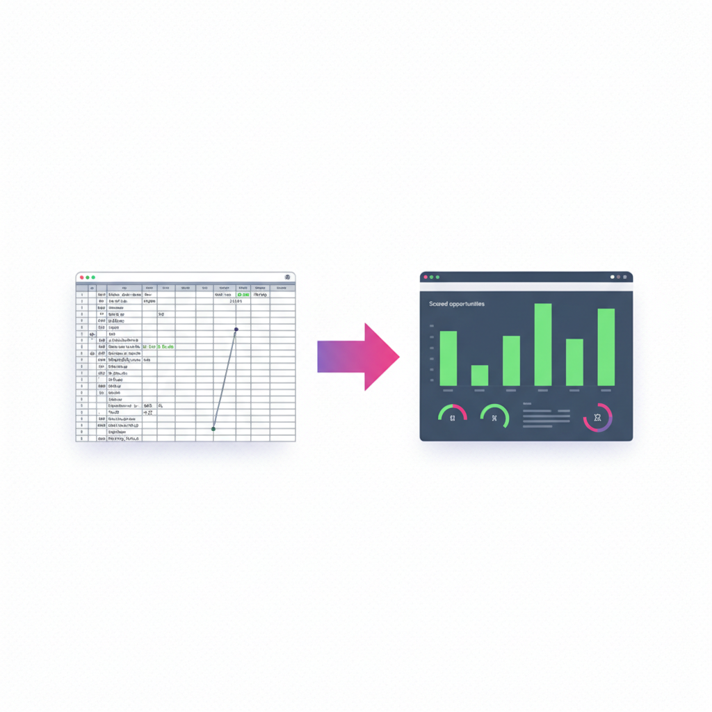 Keyword opportunity scoring dashboard with Quick Wins highlighted